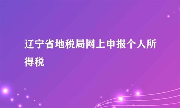 辽宁省地税局网上申报个人所得税