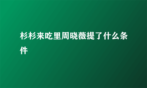 杉杉来吃里周晓薇提了什么条件