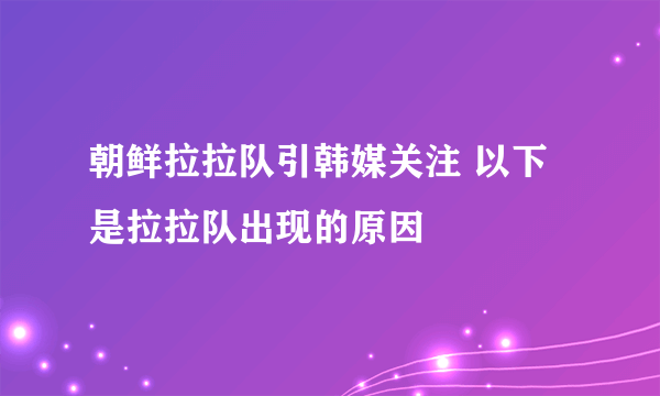 朝鲜拉拉队引韩媒关注 以下是拉拉队出现的原因