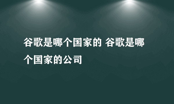 谷歌是哪个国家的 谷歌是哪个国家的公司