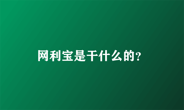 网利宝是干什么的？