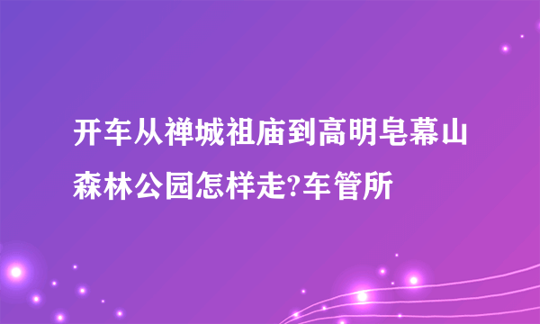 开车从禅城祖庙到高明皂幕山森林公园怎样走?车管所