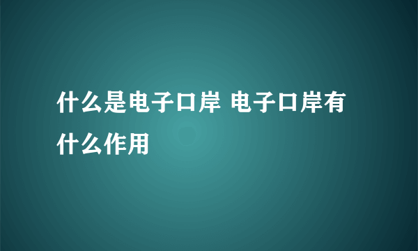 什么是电子口岸 电子口岸有什么作用