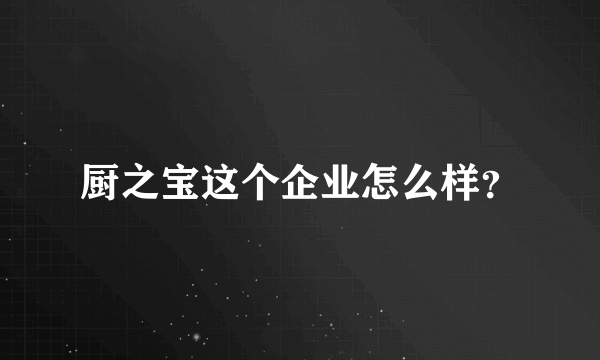 厨之宝这个企业怎么样？