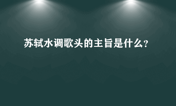 苏轼水调歌头的主旨是什么？