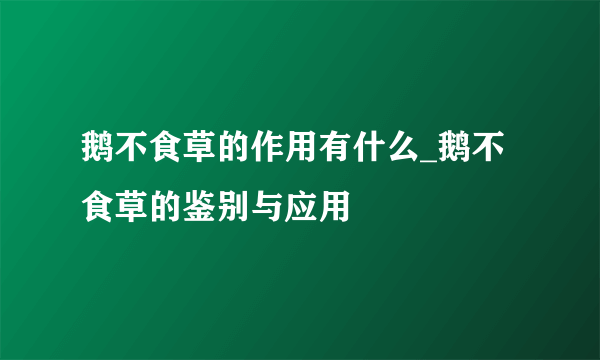 鹅不食草的作用有什么_鹅不食草的鉴别与应用