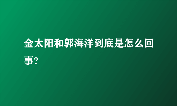 金太阳和郭海洋到底是怎么回事?