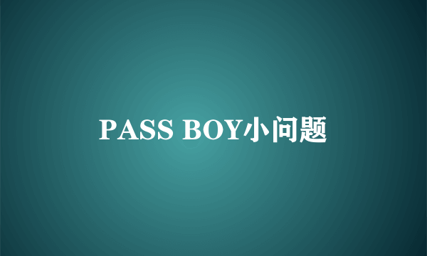 PASS BOY小问题