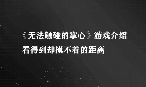 《无法触碰的掌心》游戏介绍 看得到却摸不着的距离