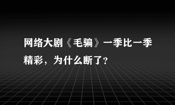 网络大剧《毛骗》一季比一季精彩，为什么断了？