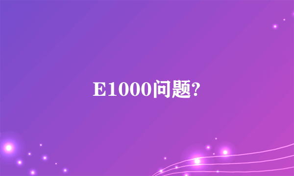 E1000问题?