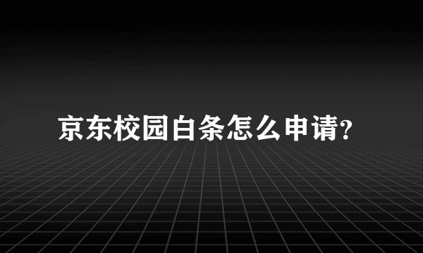 京东校园白条怎么申请？