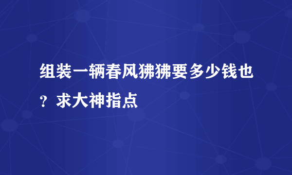 组装一辆春风狒狒要多少钱也？求大神指点