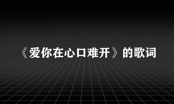 《爱你在心口难开》的歌词