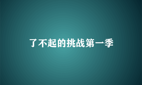 了不起的挑战第一季