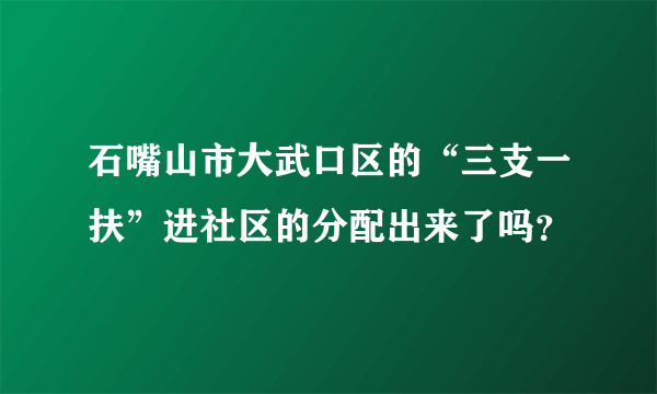 石嘴山市大武口区的“三支一扶”进社区的分配出来了吗？