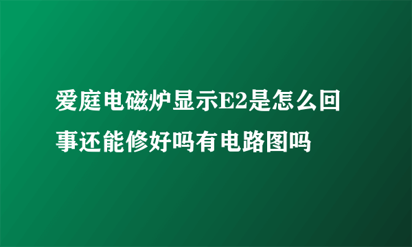 爱庭电磁炉显示E2是怎么回事还能修好吗有电路图吗