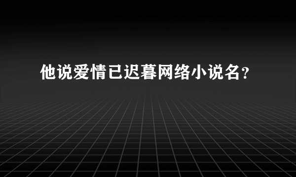 他说爱情已迟暮网络小说名？