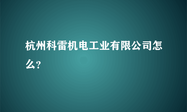 杭州科雷机电工业有限公司怎么？