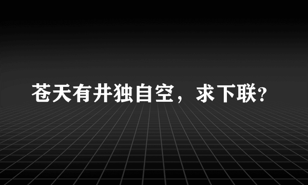 苍天有井独自空，求下联？