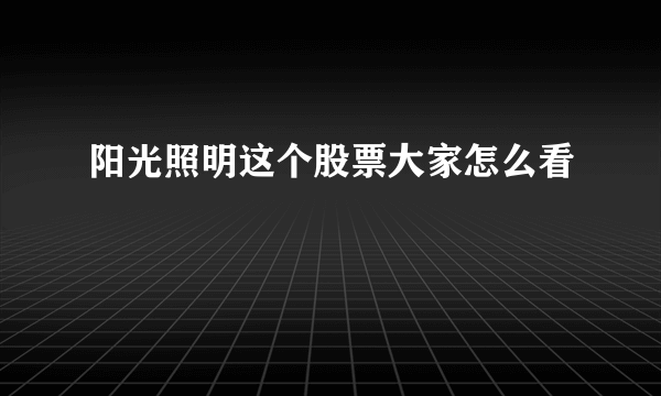 阳光照明这个股票大家怎么看