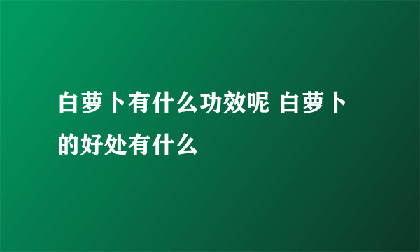 白萝卜有什么功效呢 白萝卜的好处有什么