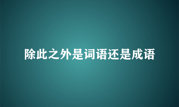 除此之外是词语还是成语