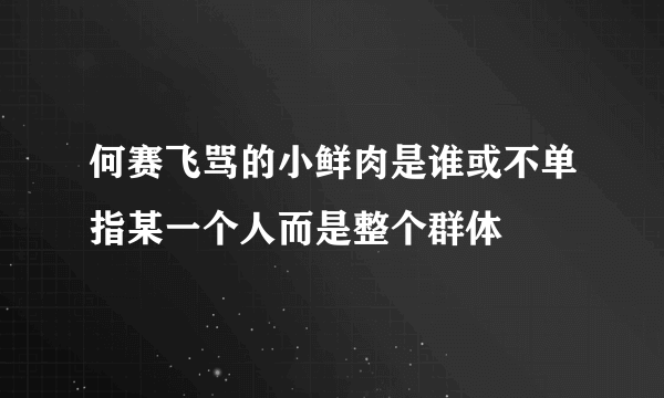 何赛飞骂的小鲜肉是谁或不单指某一个人而是整个群体