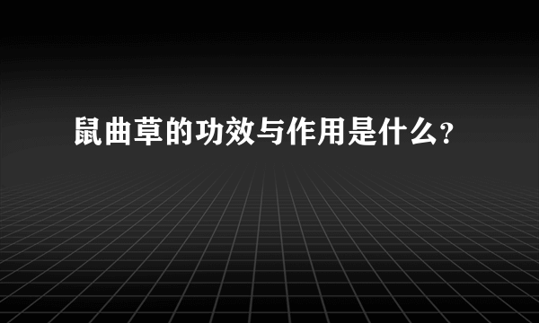 鼠曲草的功效与作用是什么？