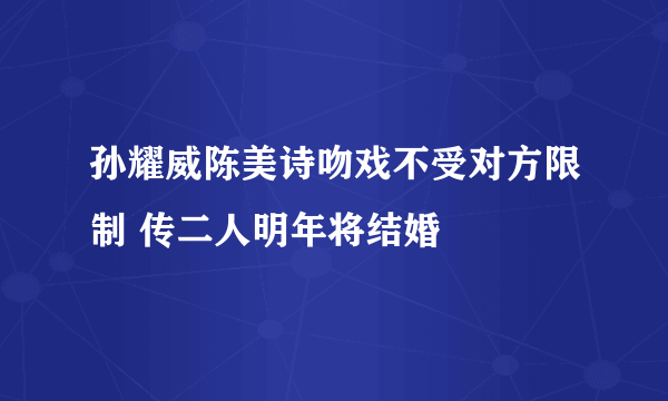 孙耀威陈美诗吻戏不受对方限制 传二人明年将结婚