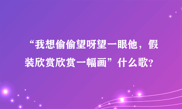 “我想偷偷望呀望一眼他，假装欣赏欣赏一幅画”什么歌？