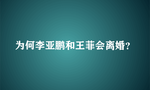 为何李亚鹏和王菲会离婚？