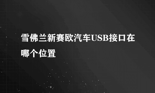 雪佛兰新赛欧汽车USB接口在哪个位置