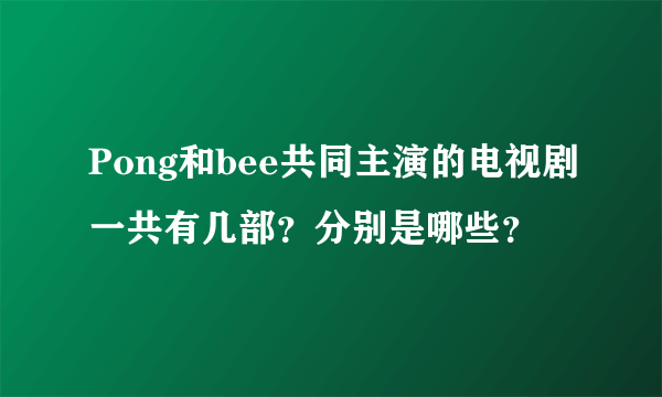 Pong和bee共同主演的电视剧一共有几部？分别是哪些？