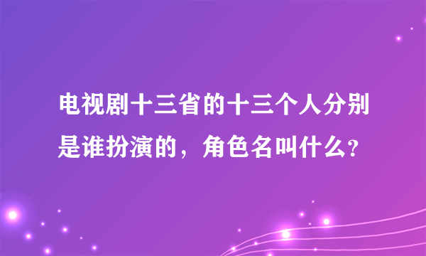 电视剧十三省的十三个人分别是谁扮演的，角色名叫什么？