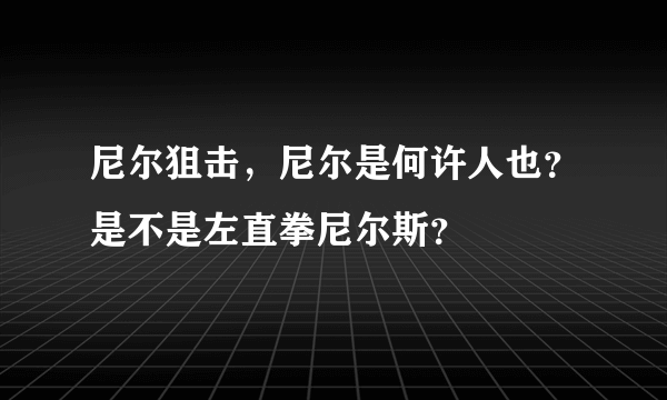 尼尔狙击，尼尔是何许人也？是不是左直拳尼尔斯？