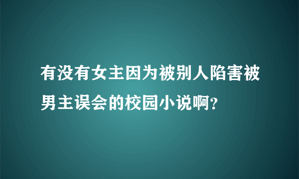 有没有女主因为被别人陷害被男主误会的校园小说啊？