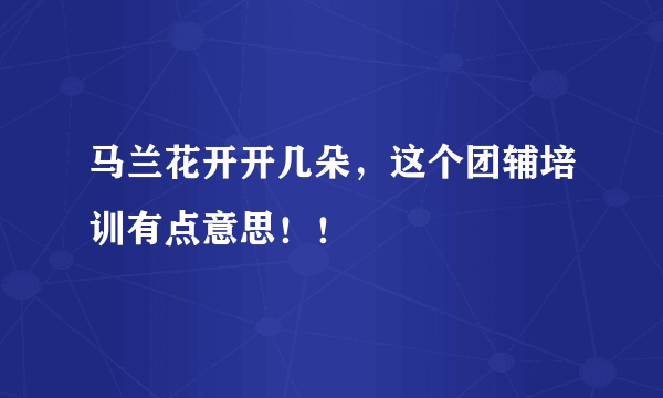 马兰花开开几朵，这个团辅培训有点意思！！