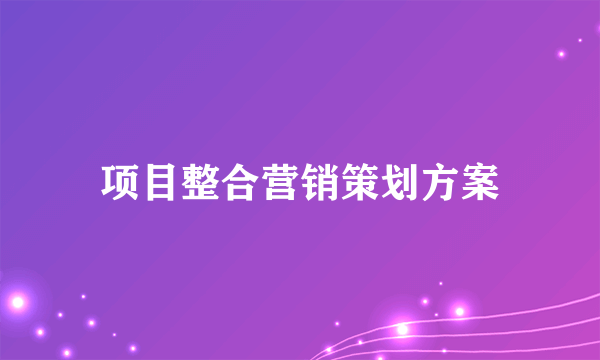 项目整合营销策划方案