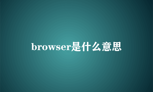 browser是什么意思