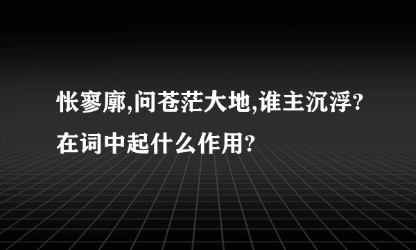 怅寥廓,问苍茫大地,谁主沉浮?在词中起什么作用?