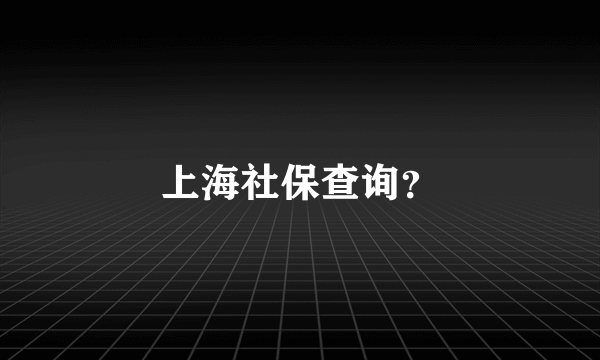 上海社保查询？