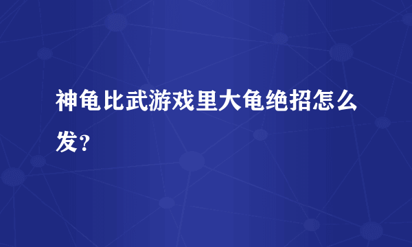 神龟比武游戏里大龟绝招怎么发？