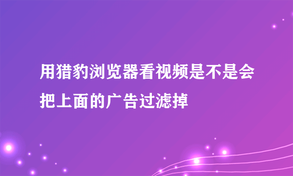 用猎豹浏览器看视频是不是会把上面的广告过滤掉