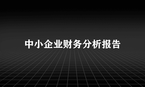 中小企业财务分析报告