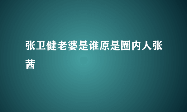 张卫健老婆是谁原是圈内人张茜