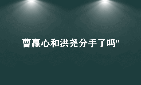 曹赢心和洪尧分手了吗