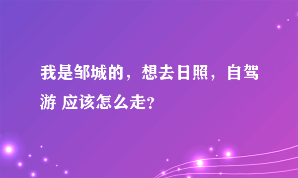 我是邹城的，想去日照，自驾游 应该怎么走？