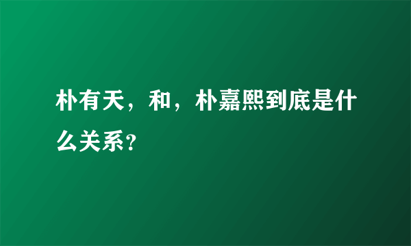 朴有天，和，朴嘉熙到底是什么关系？