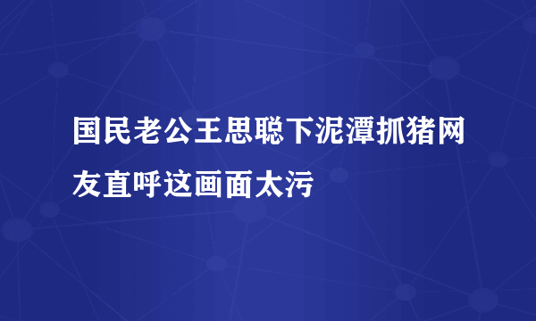 国民老公王思聪下泥潭抓猪网友直呼这画面太污